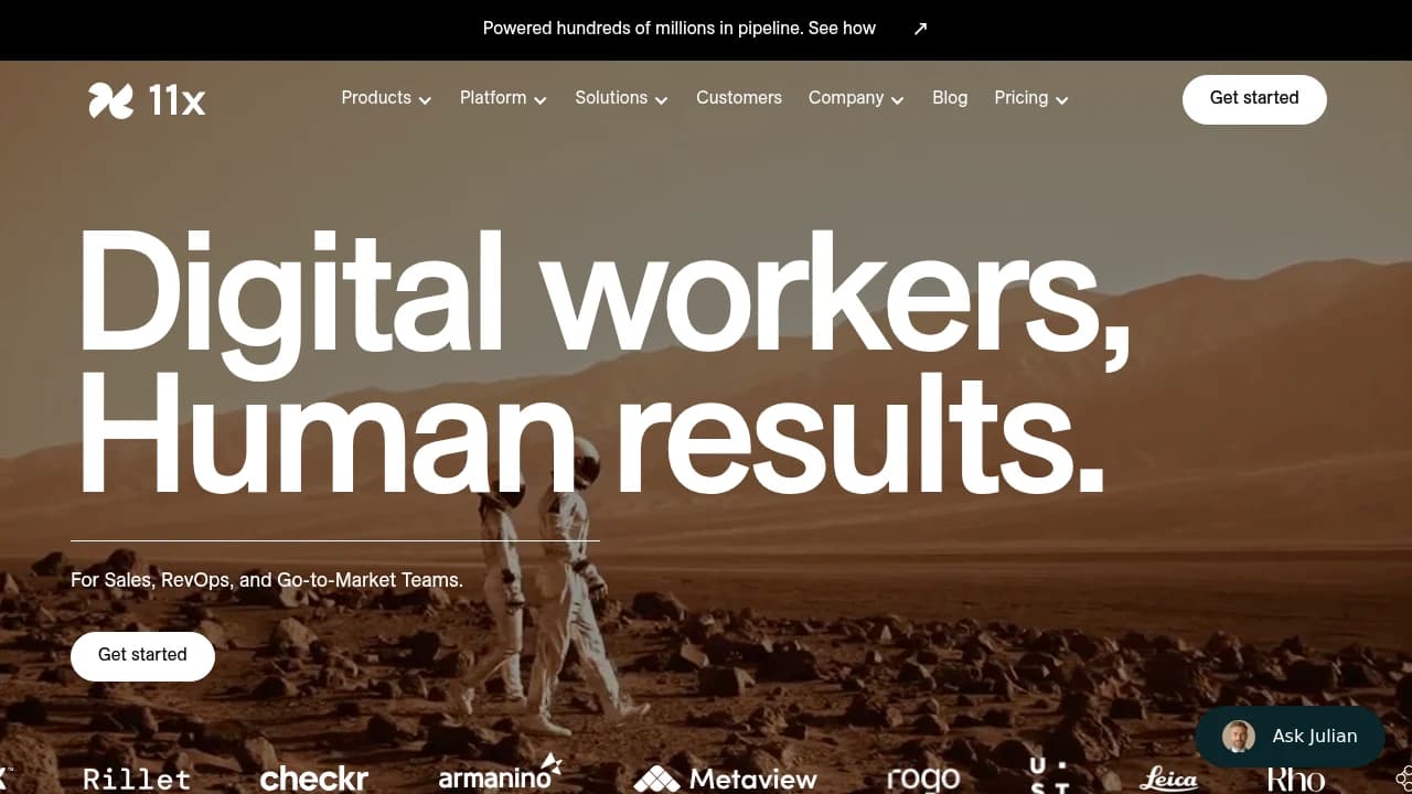 Screenshot of 11x.ai website