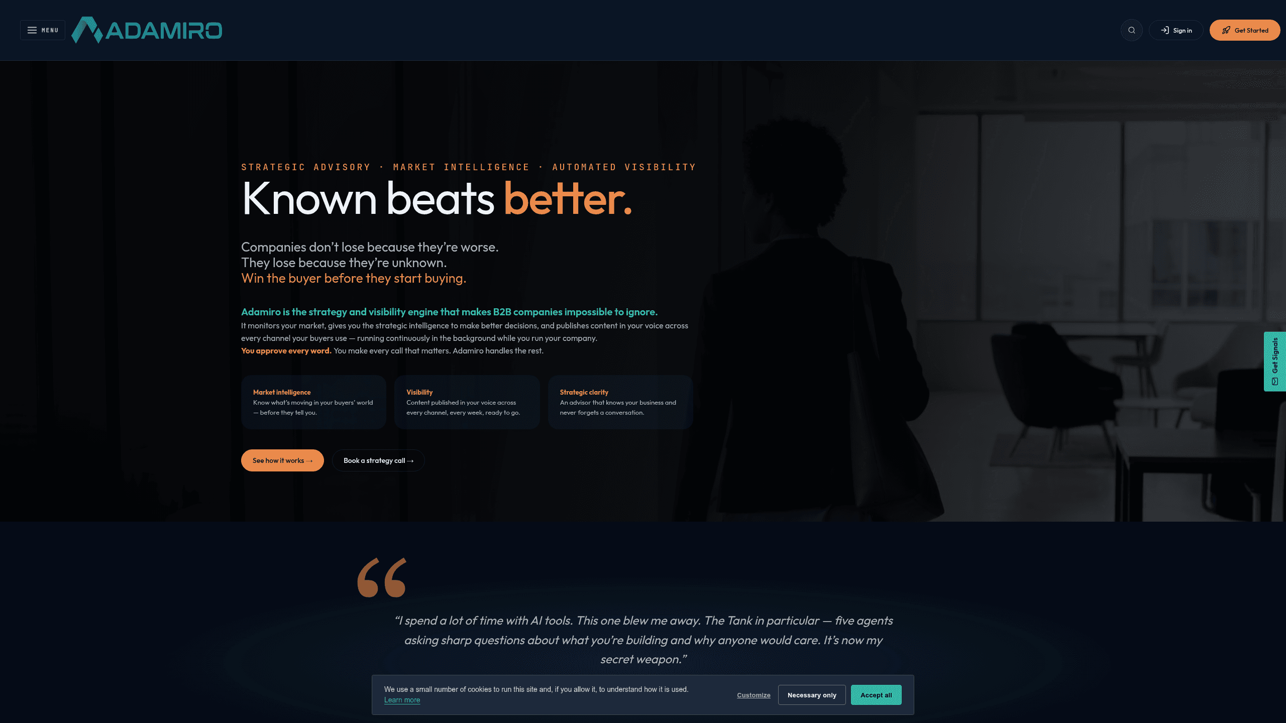 Screenshot of Adamiro website