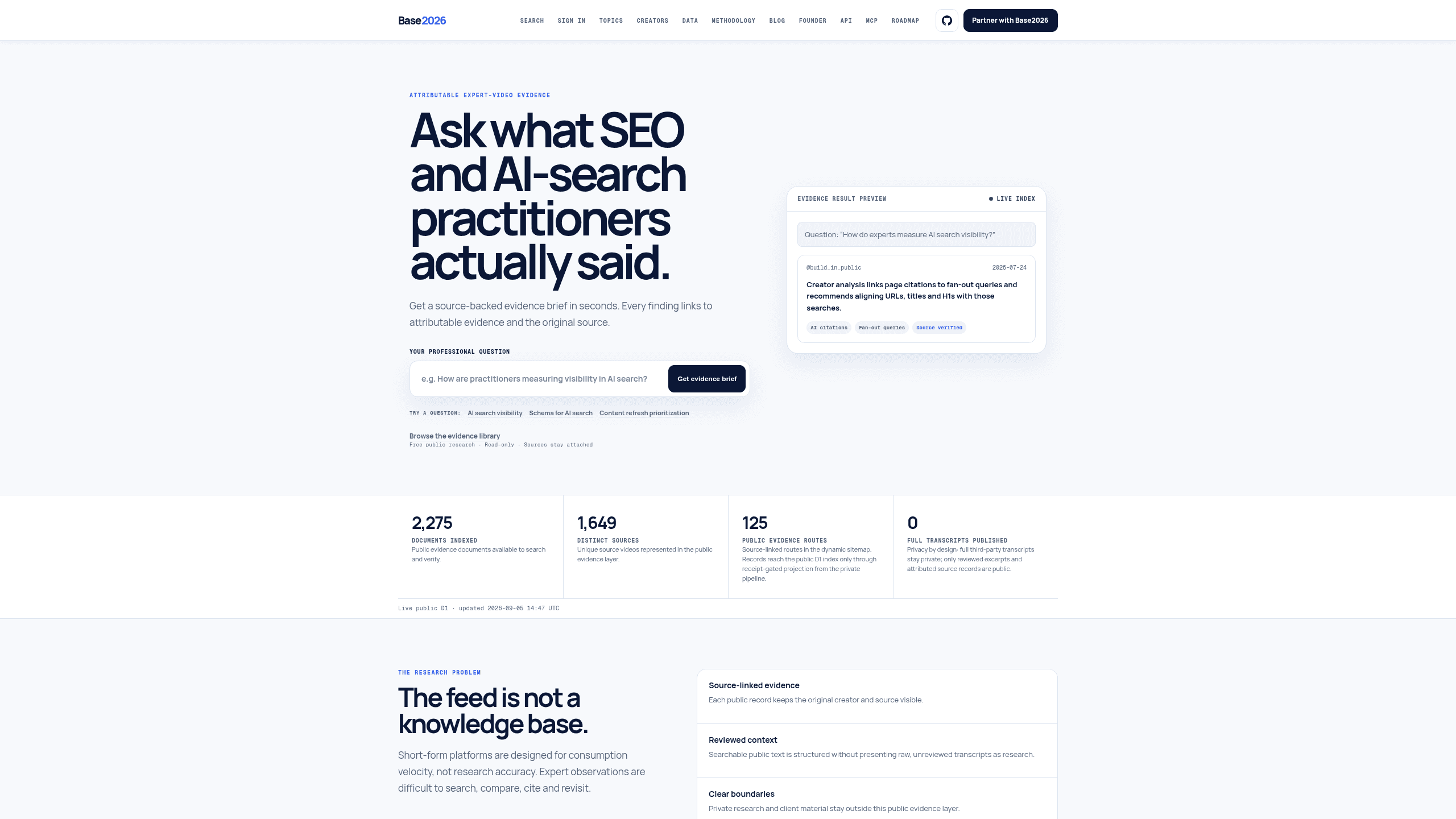 Screenshot of Base2026 website