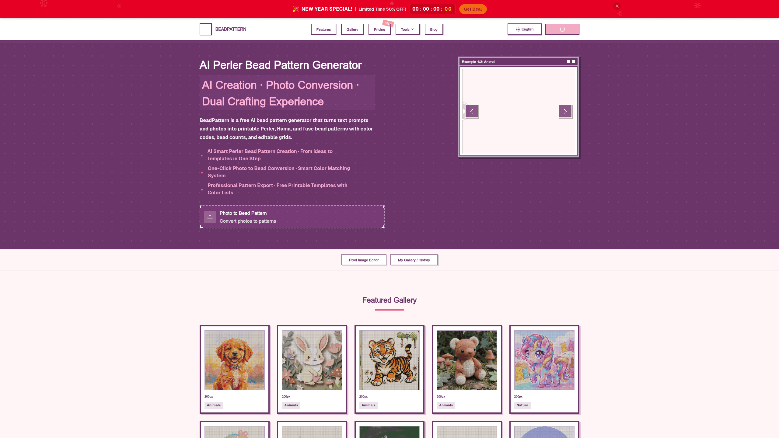Screenshot of BeadPattern website