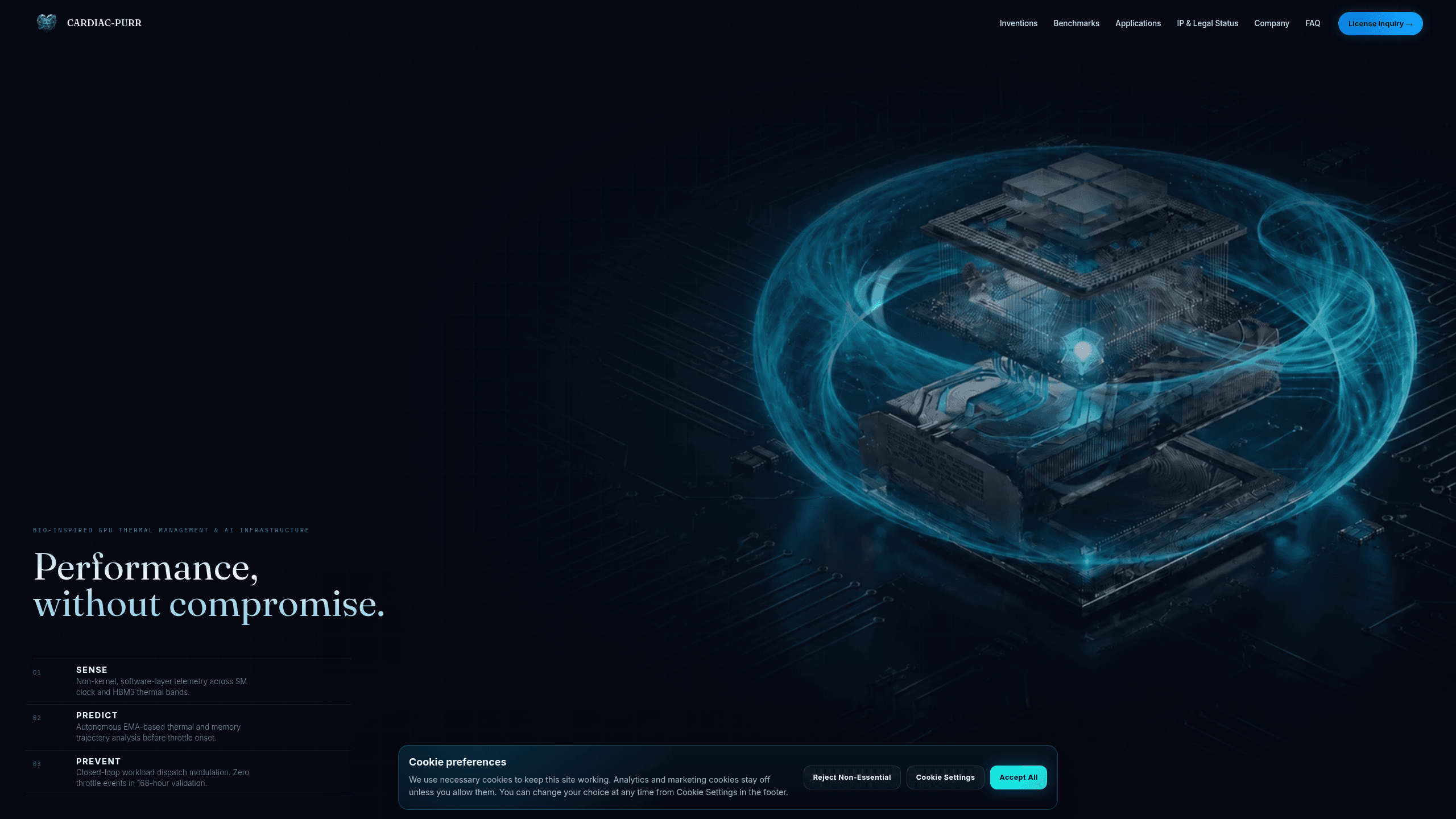 Screenshot of CARDIAC-PURR AI Control Plane website