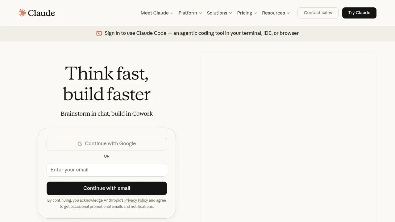 Screenshot of Claude Code website