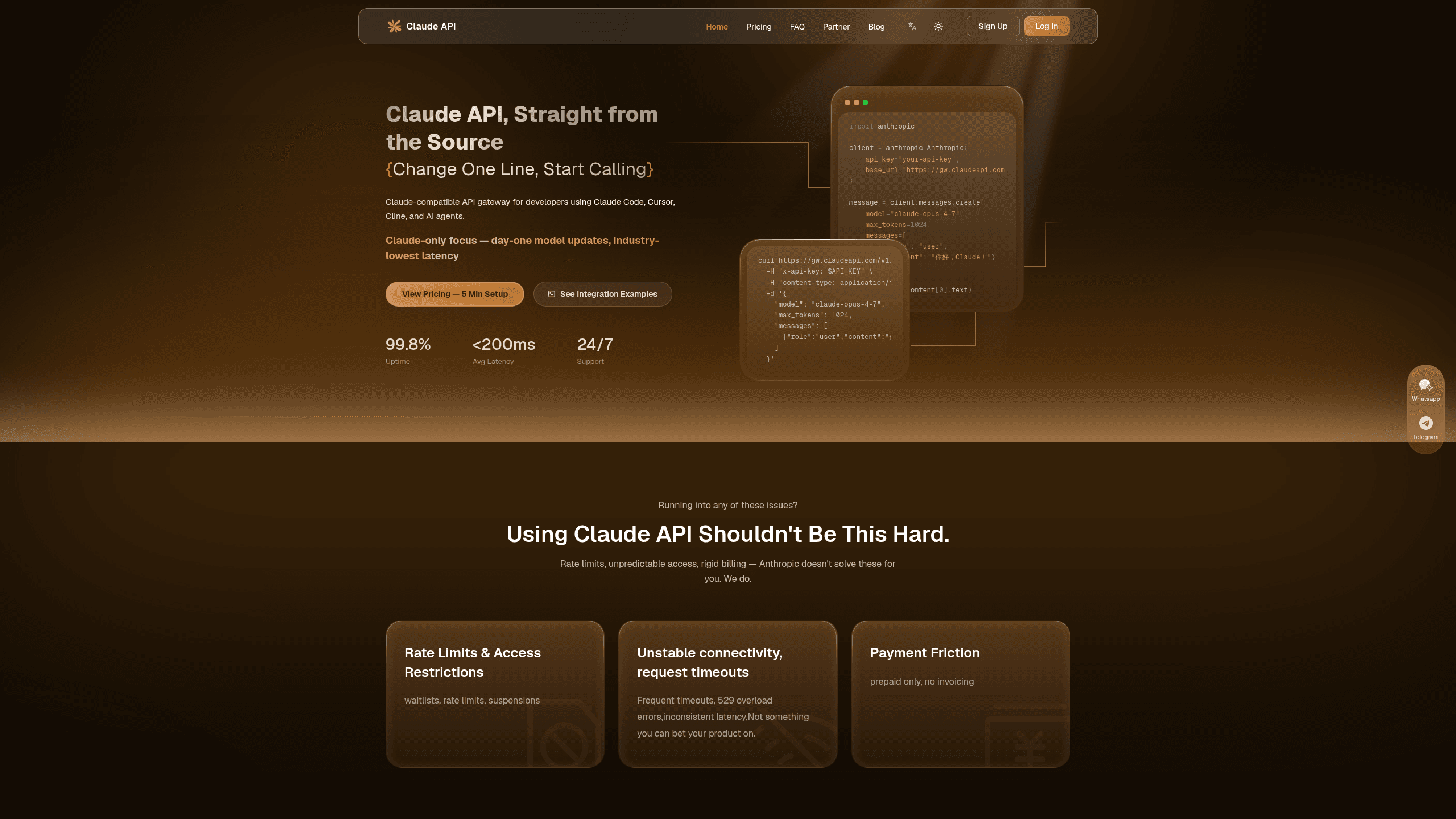 Screenshot of Claude API website