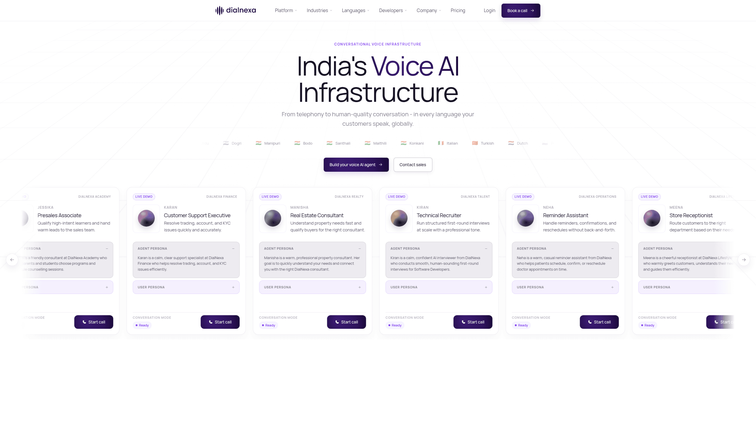 Screenshot of DialNexa website