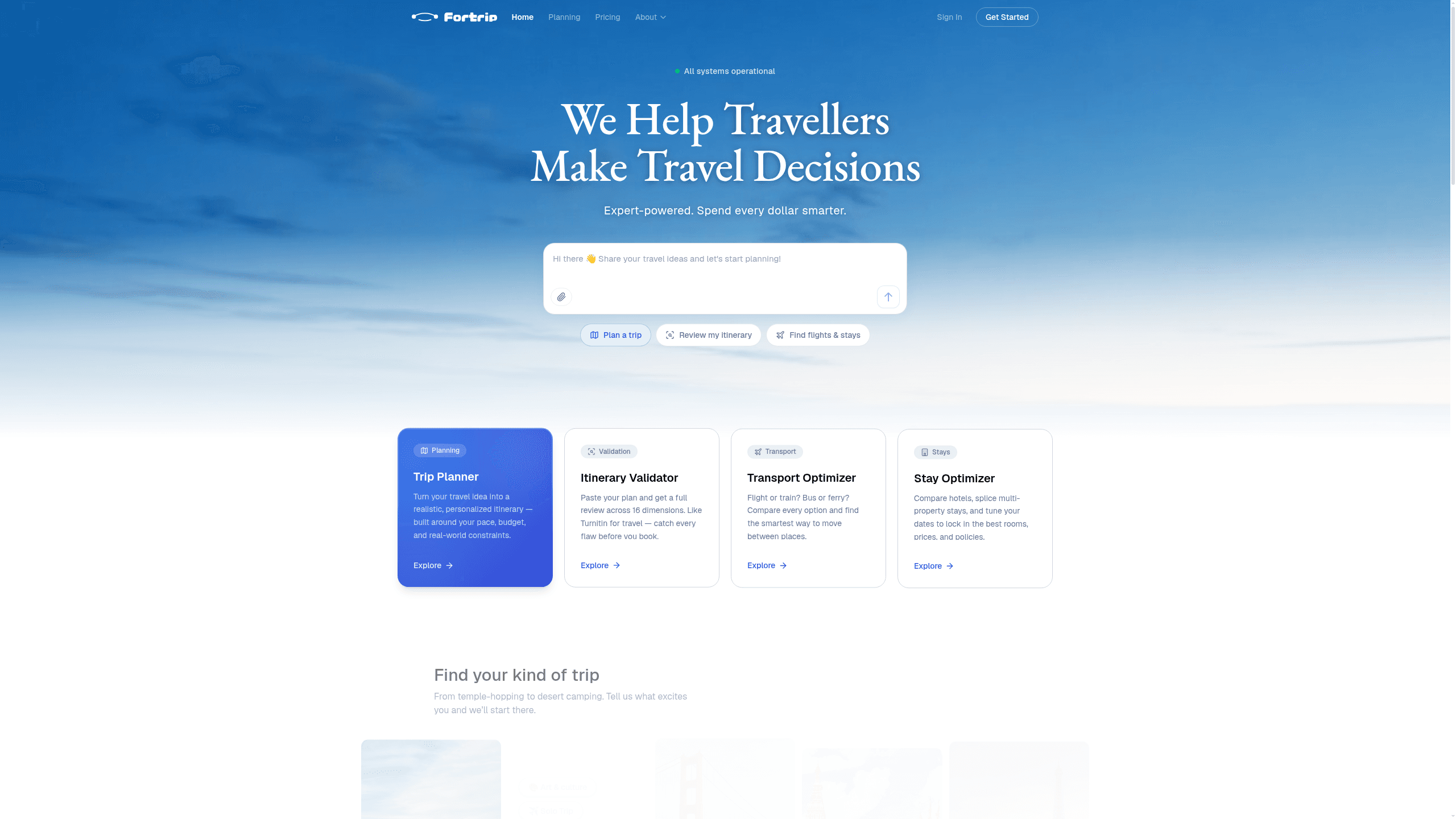Screenshot of FortripAI website
