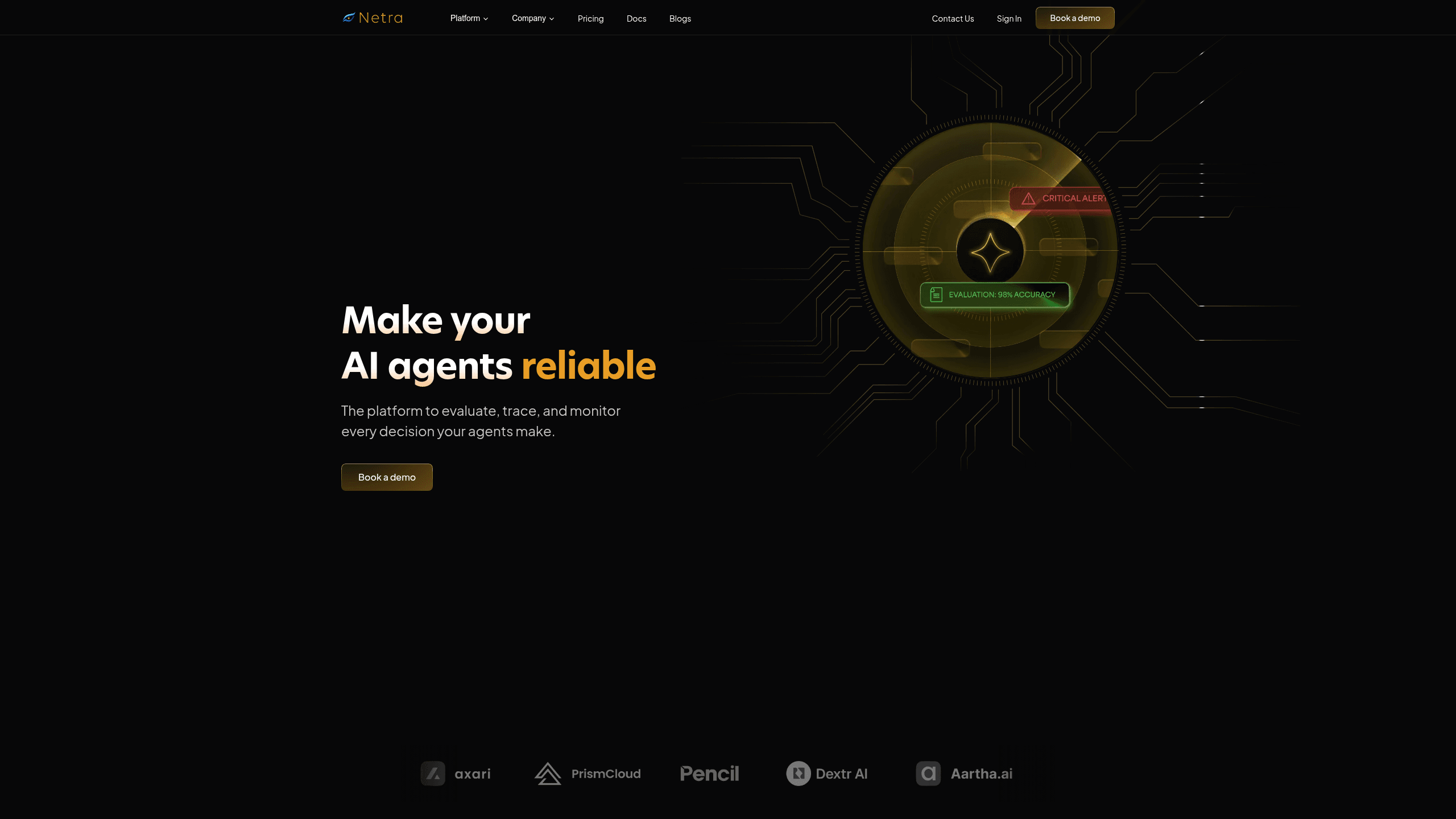 Screenshot of Netra website