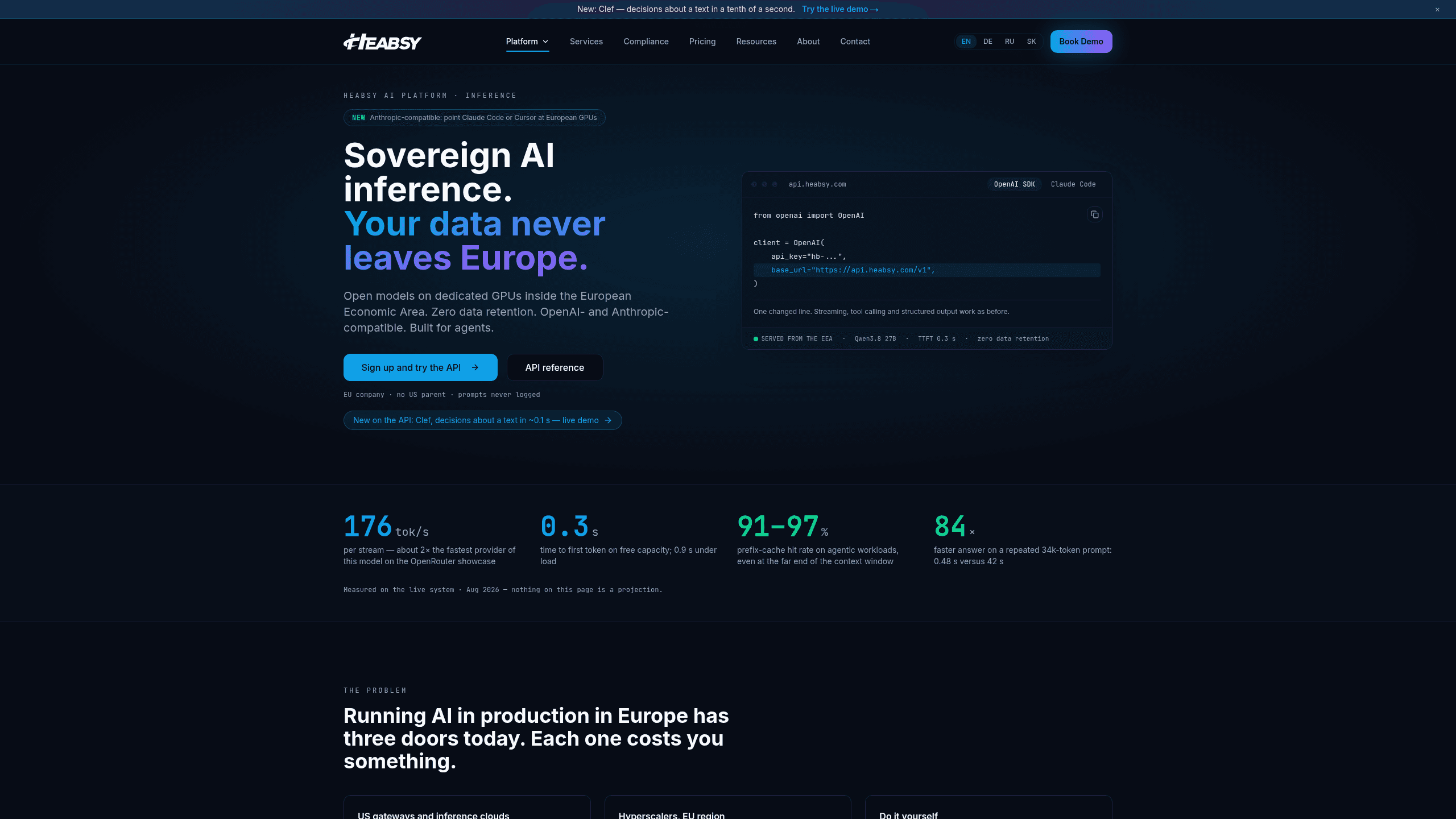 Screenshot of Heabsy AI Inference website