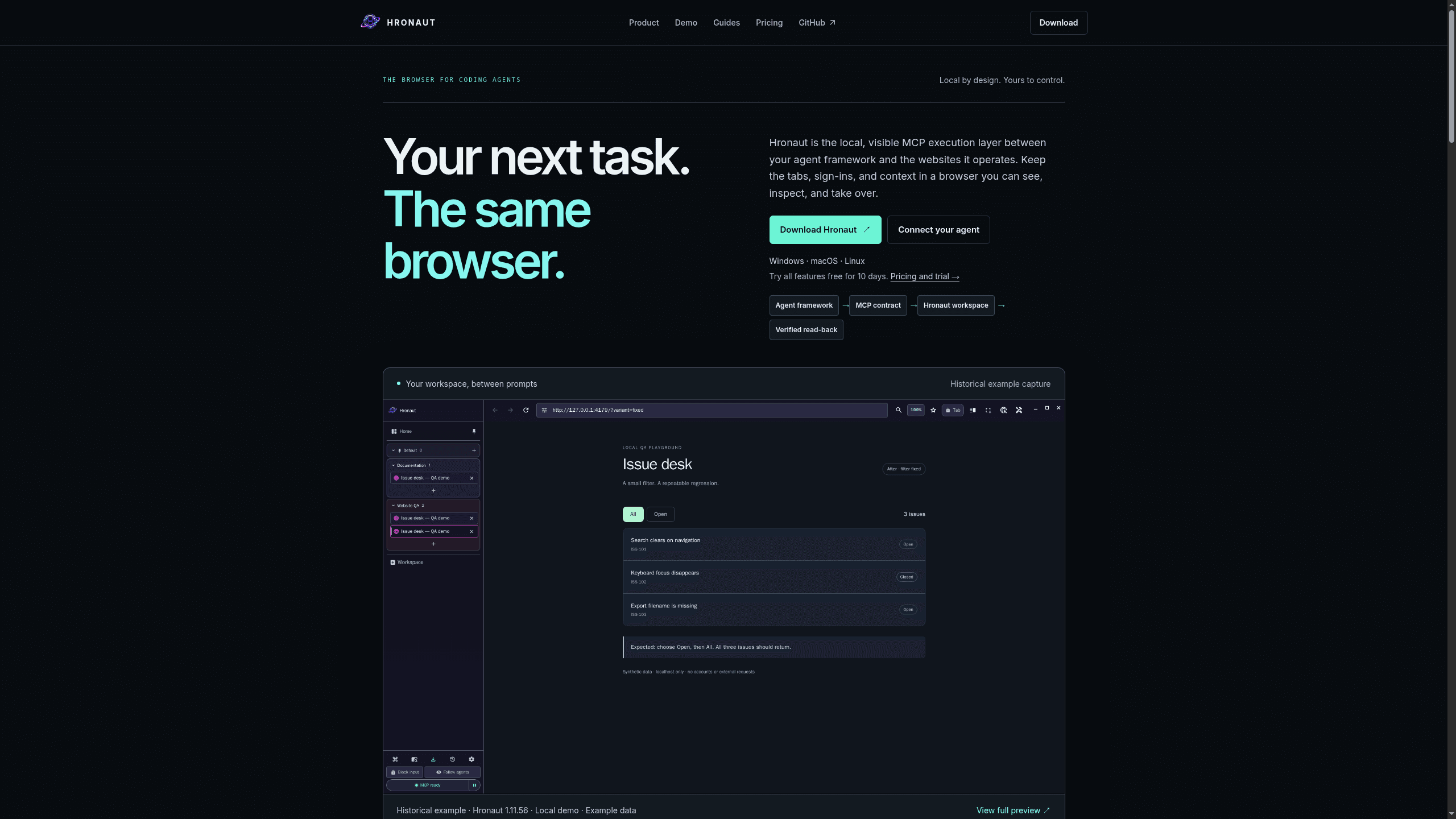 Screenshot of Hronaut website