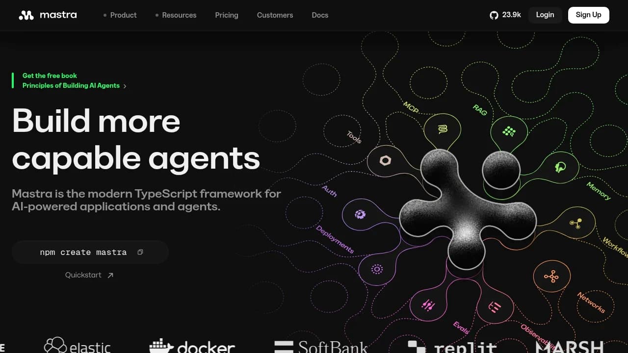 Screenshot of Mastra website