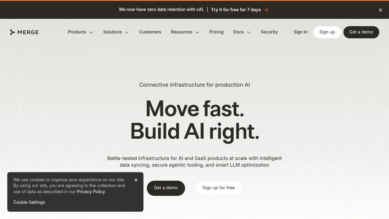 Screenshot of Merge website
