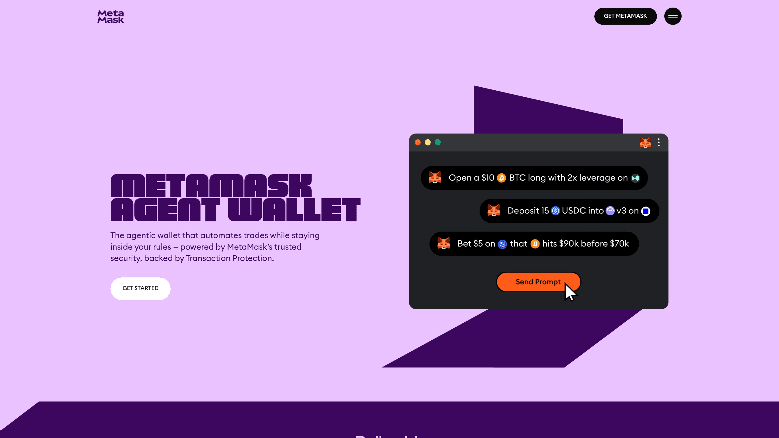 Screenshot of MetaMask Agent Wallet website