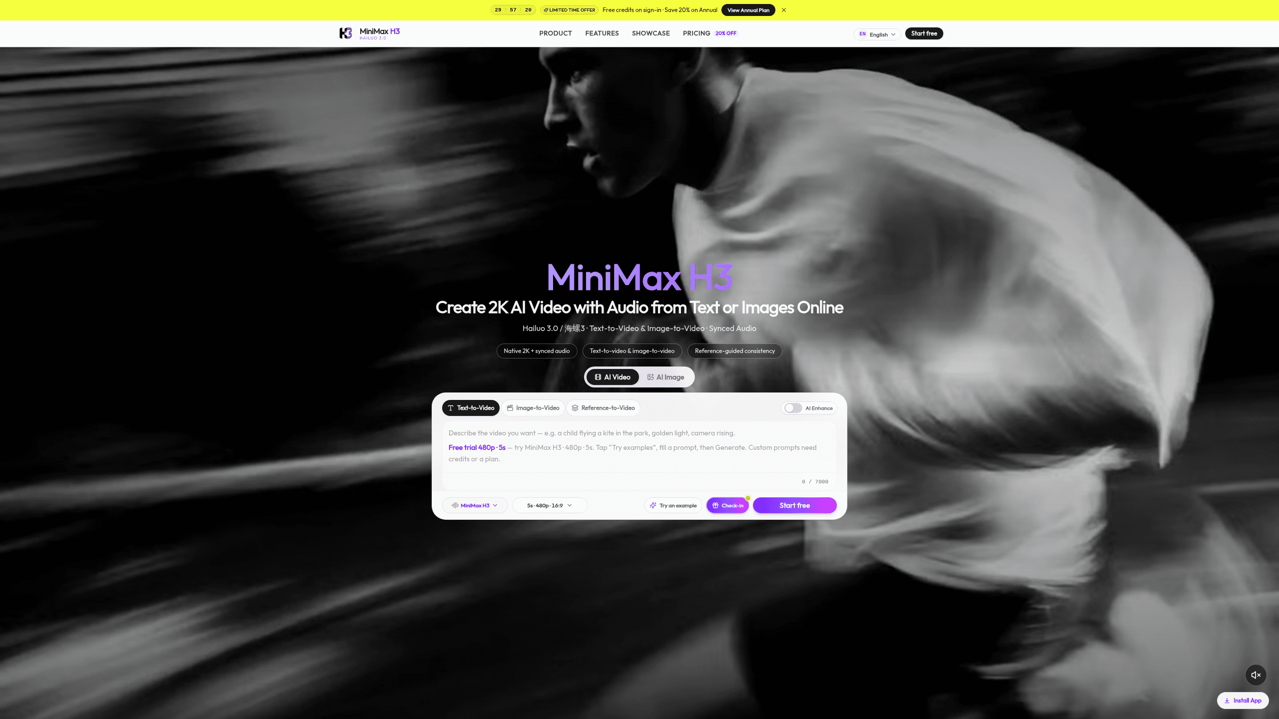 Screenshot of MiniMax H3 website