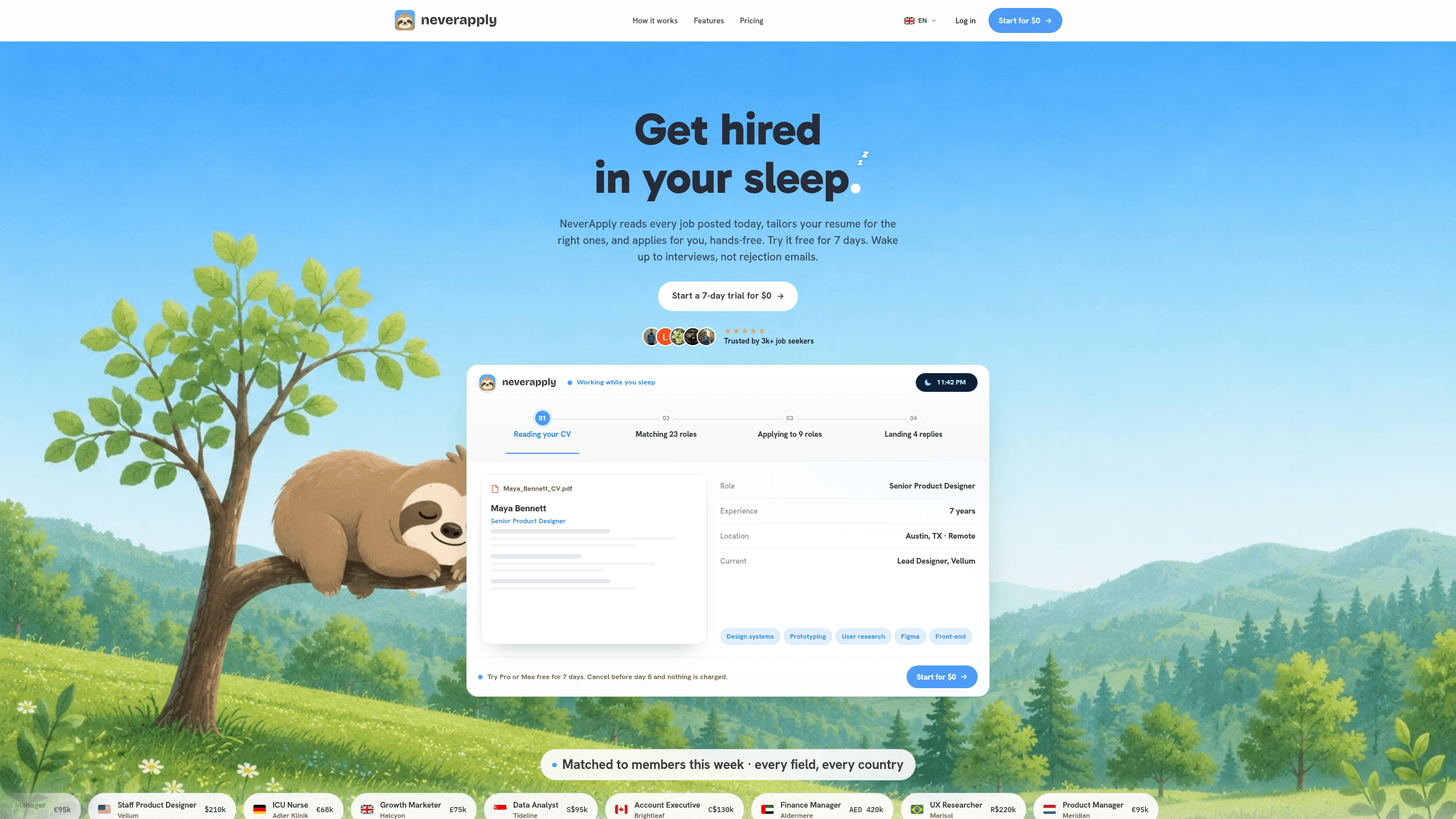 Screenshot of NeverApply website