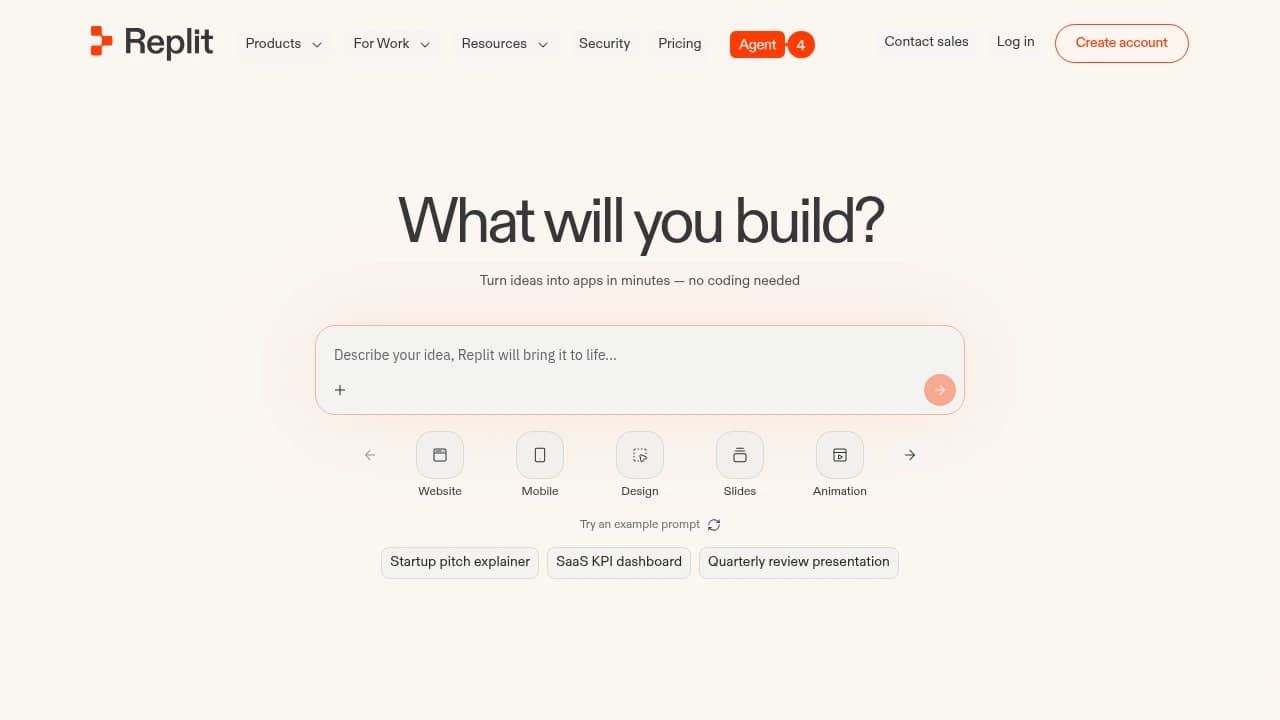Screenshot of Replit website
