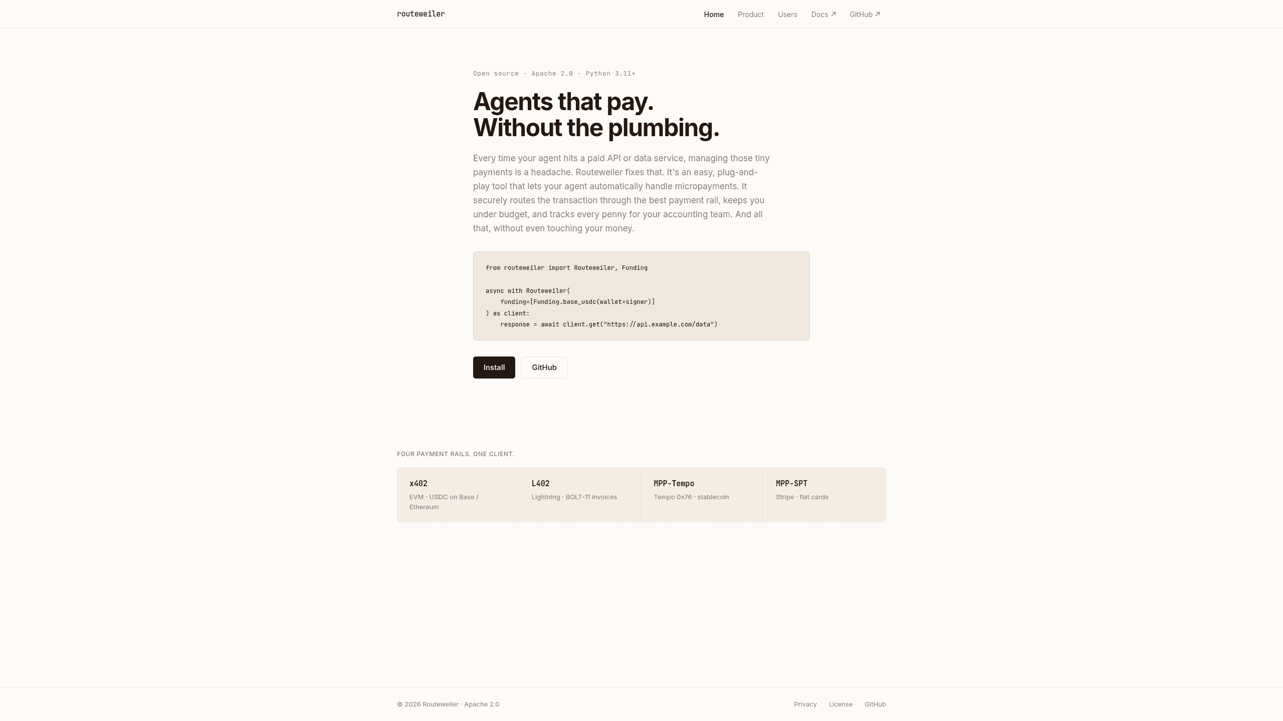 Screenshot of Routeweiler website