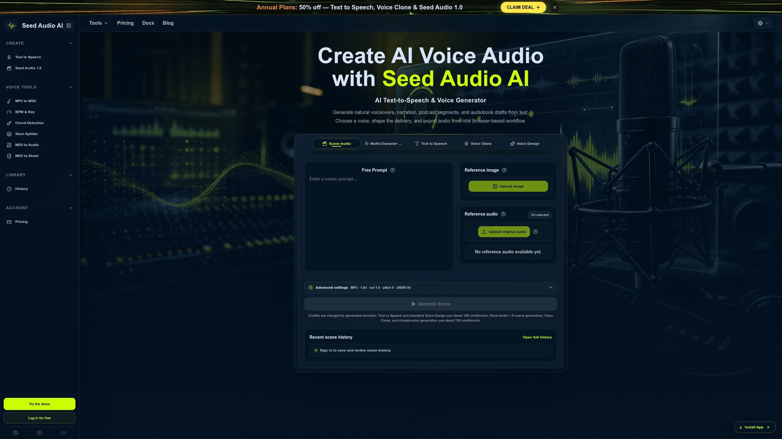 Screenshot of SeedAudio website