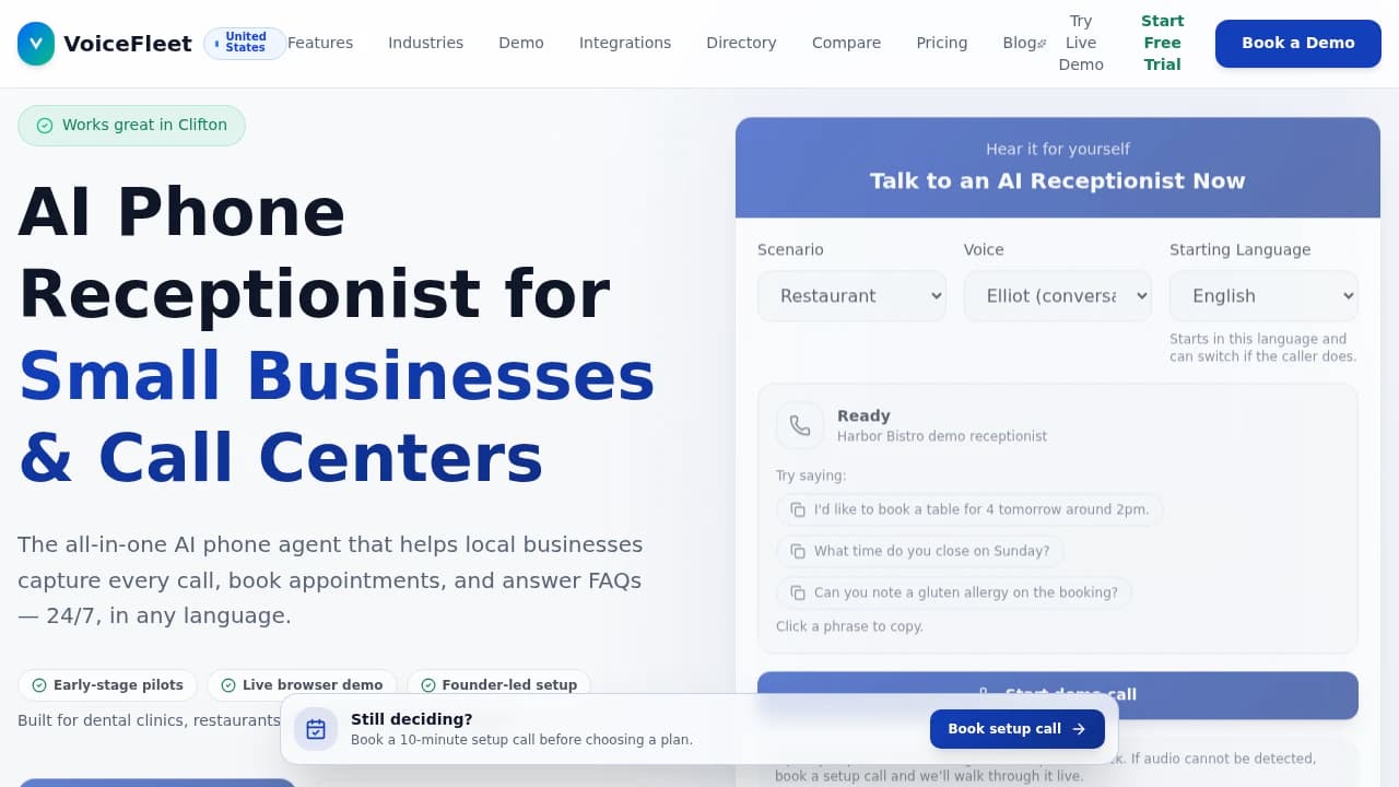 Screenshot of Voicefleet website