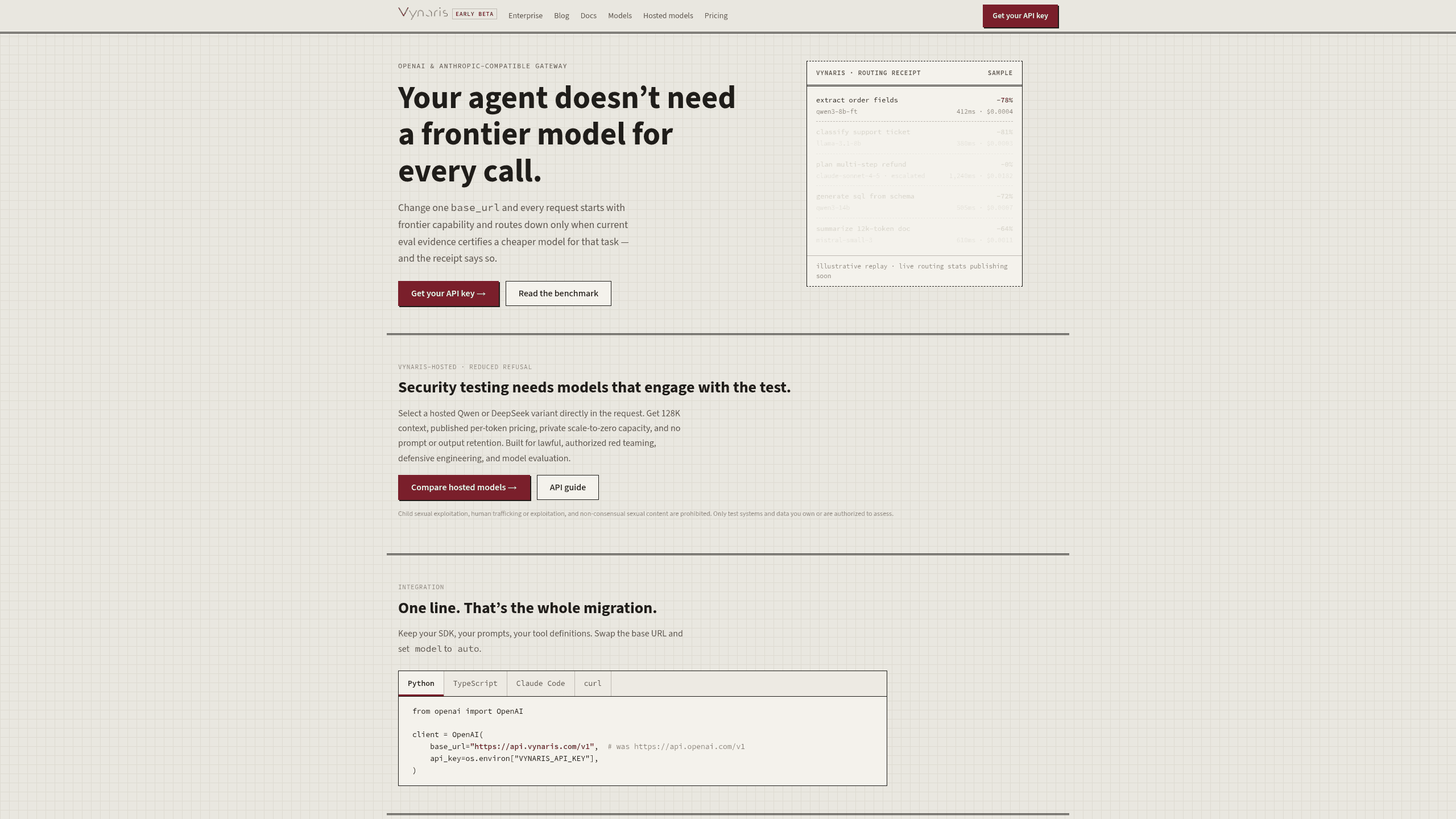Screenshot of Vynaris website