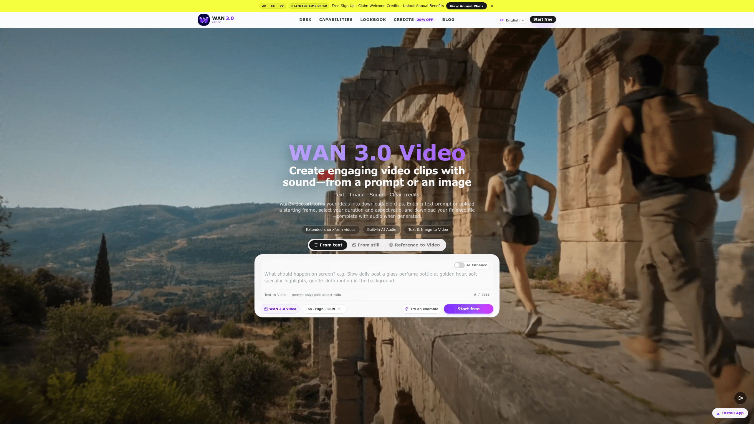 Screenshot of WAN 3.0 Video website