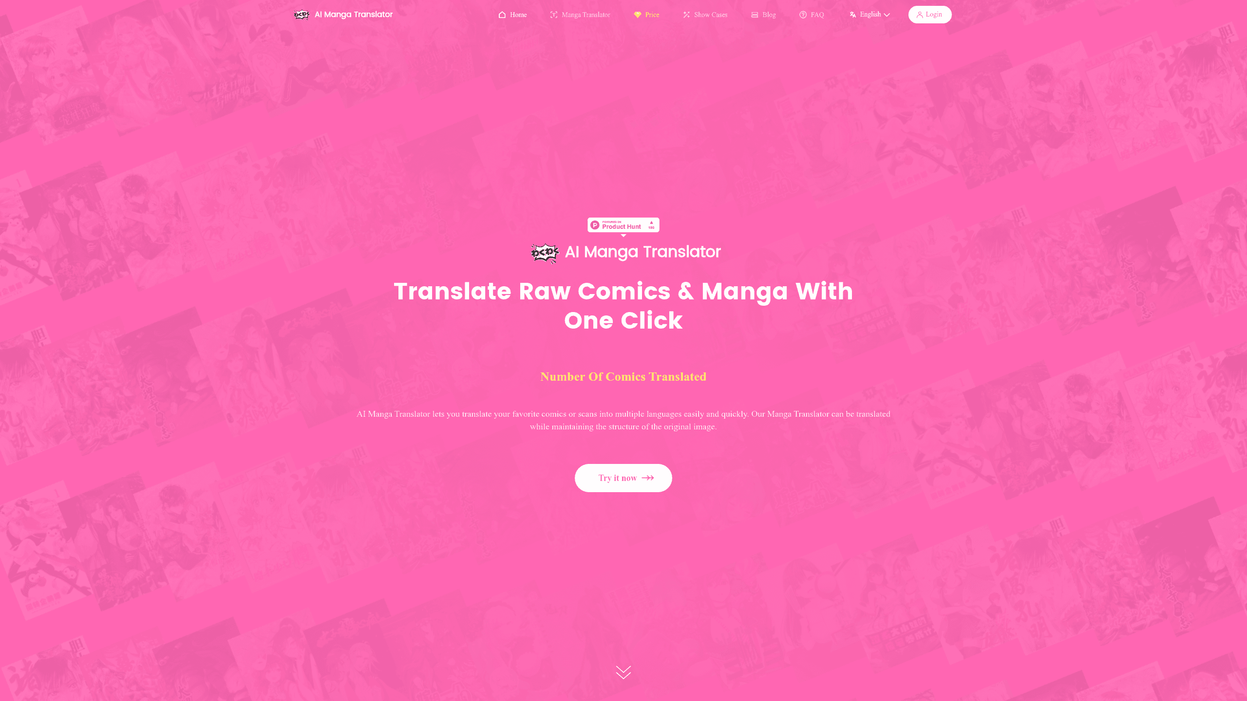 Screenshot of AI Manga Translator website