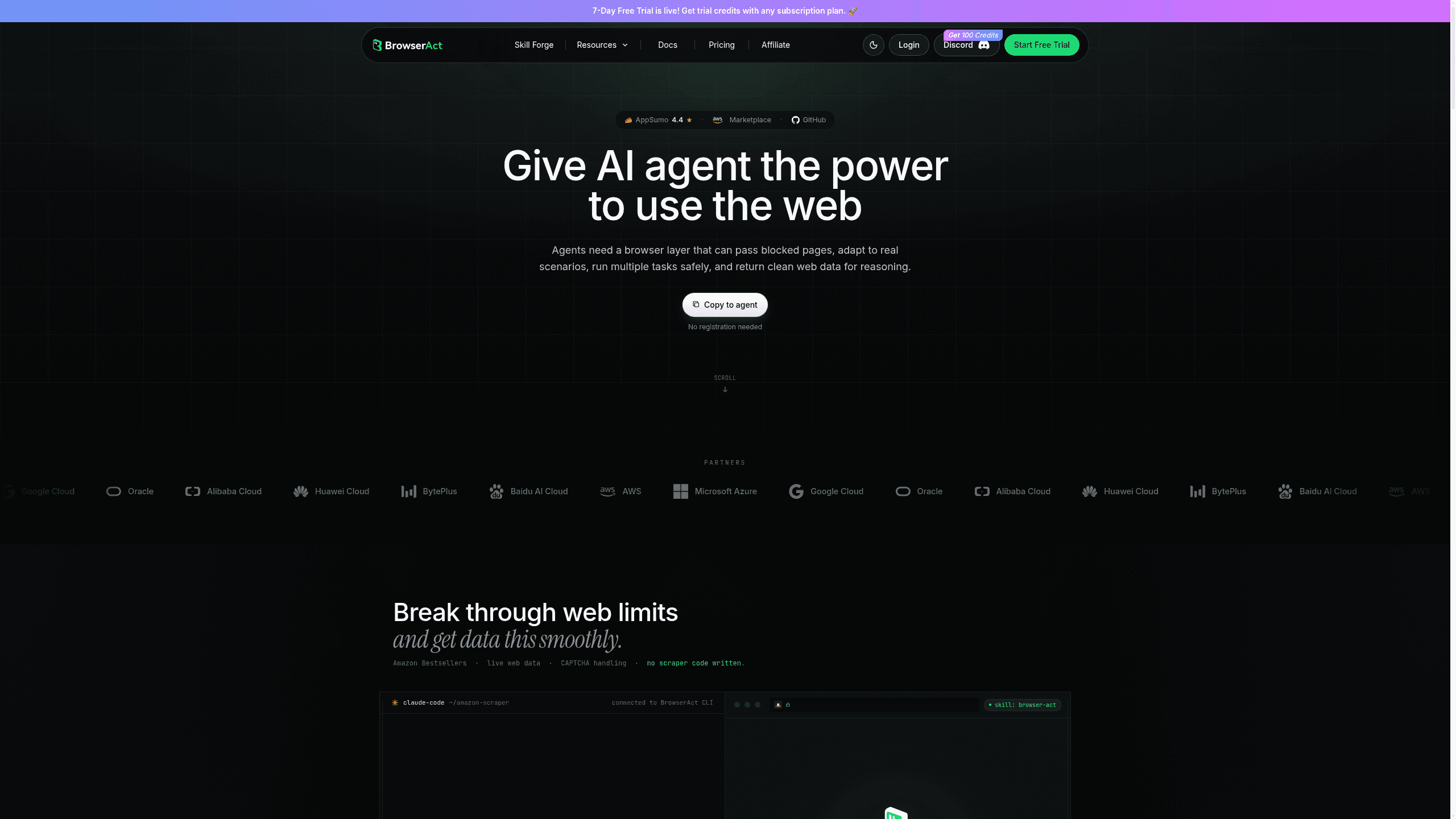Screenshot of BrowserAct website