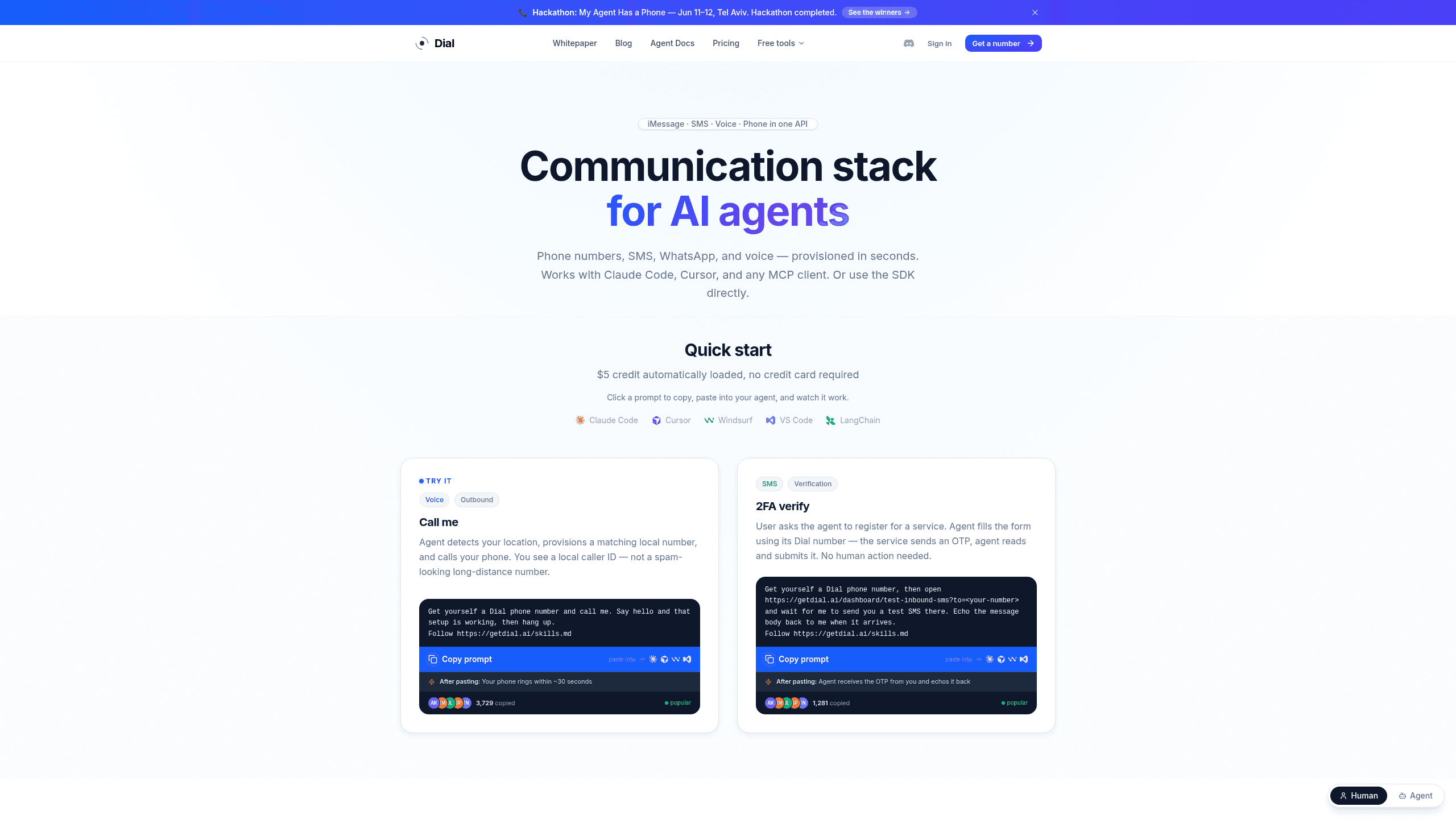 Screenshot of Dial website