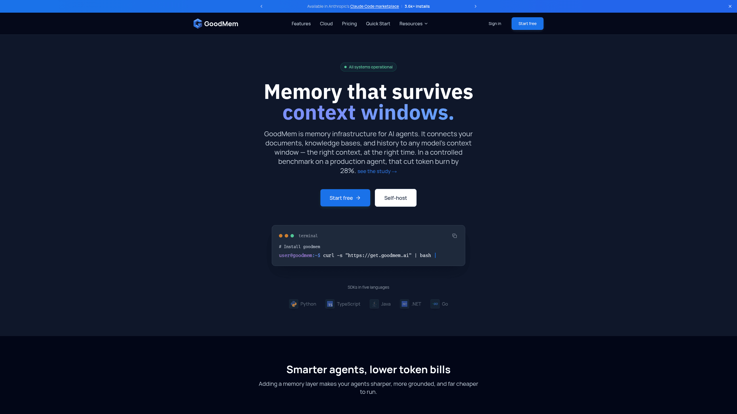 Screenshot of GoodMem website