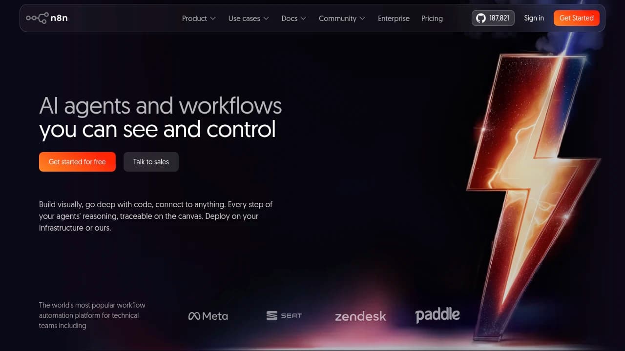 Screenshot of n8n website