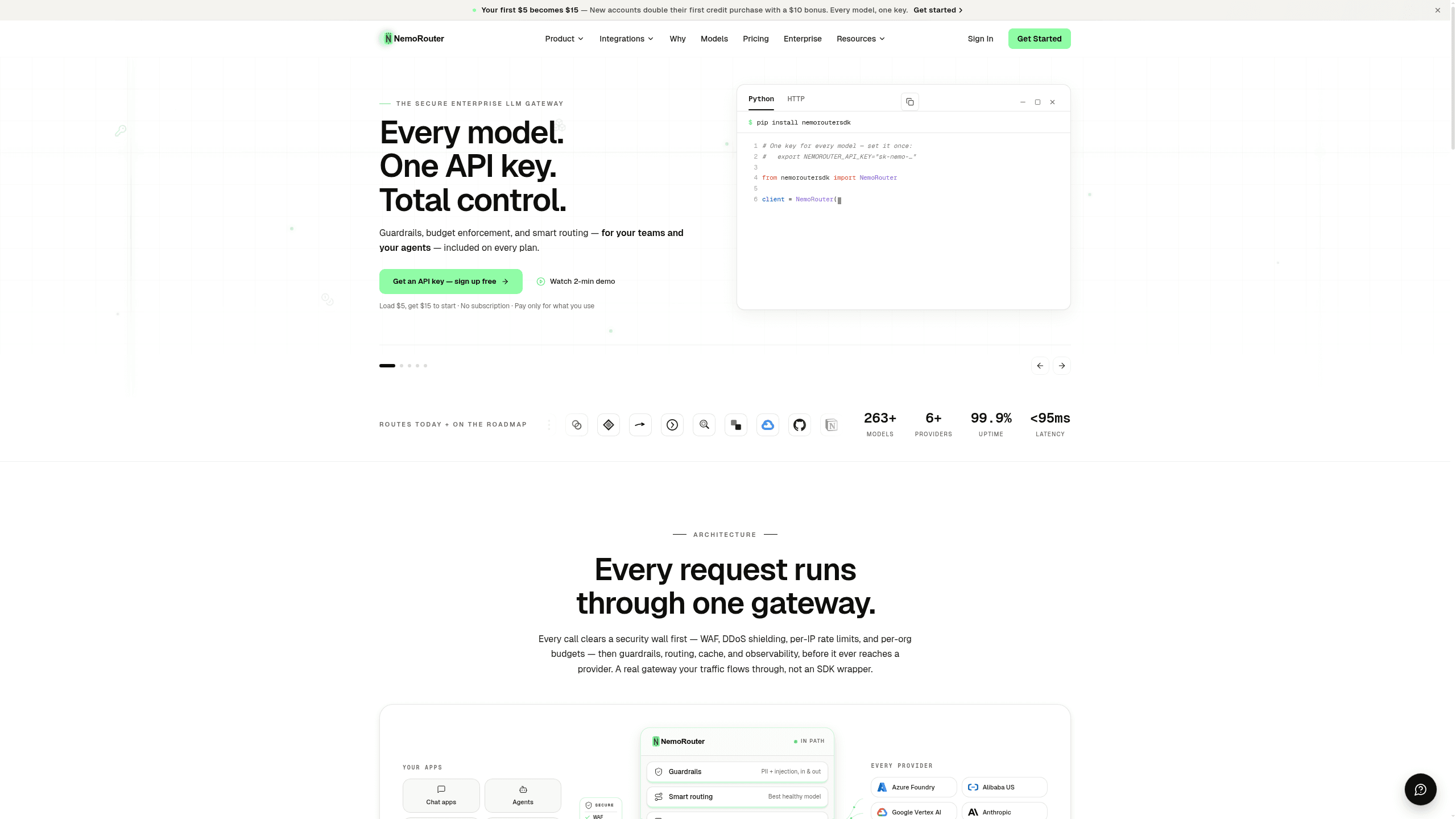 Screenshot of NemoRouter website