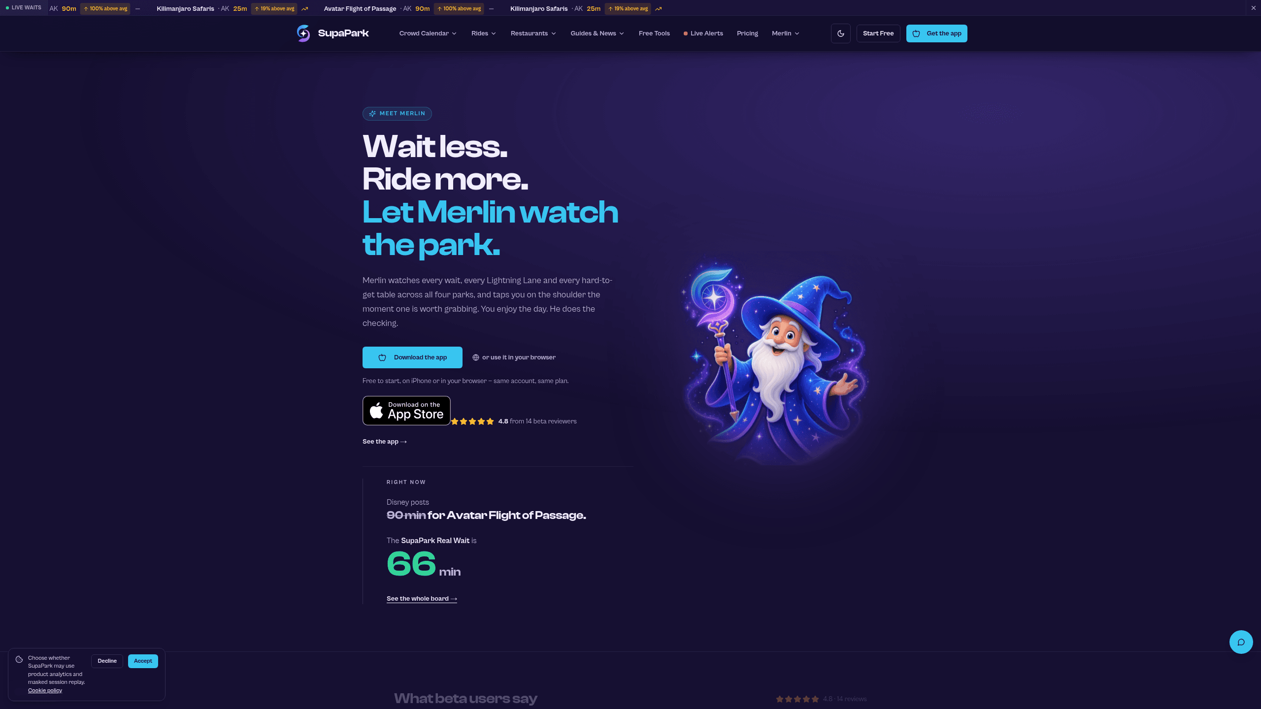 Screenshot of SupaPark (Merlin) website