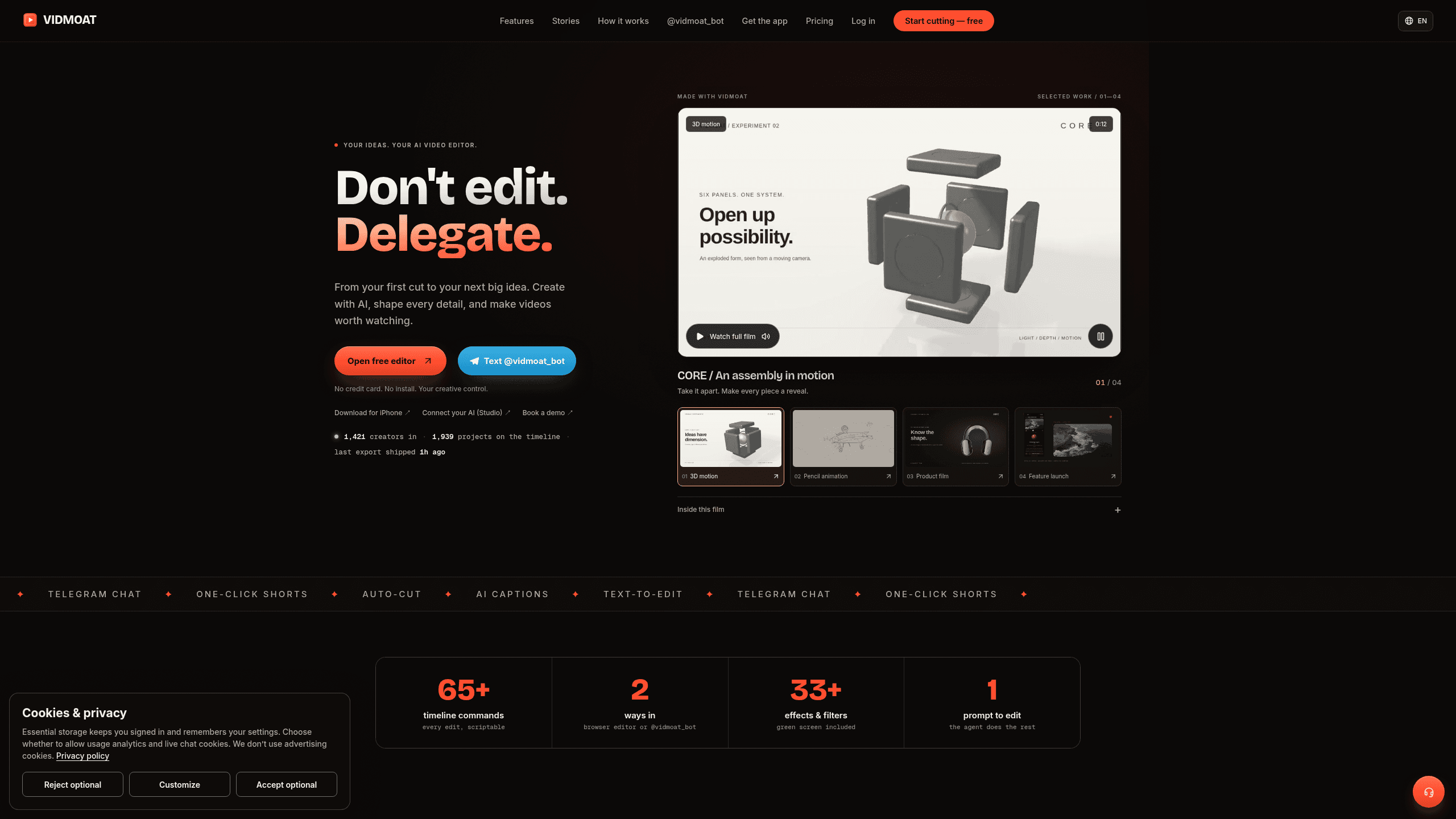 Screenshot of Vidmoat website