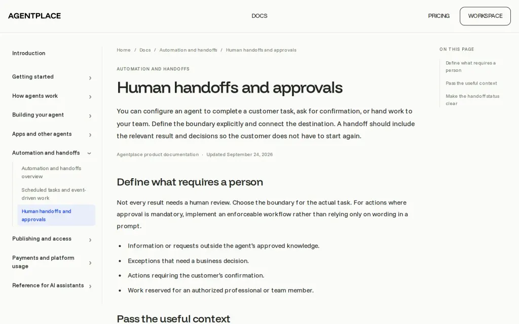 Docs of Agentplace