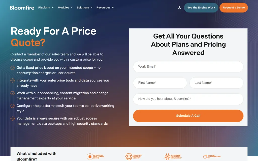 Bloomfire's pricing page