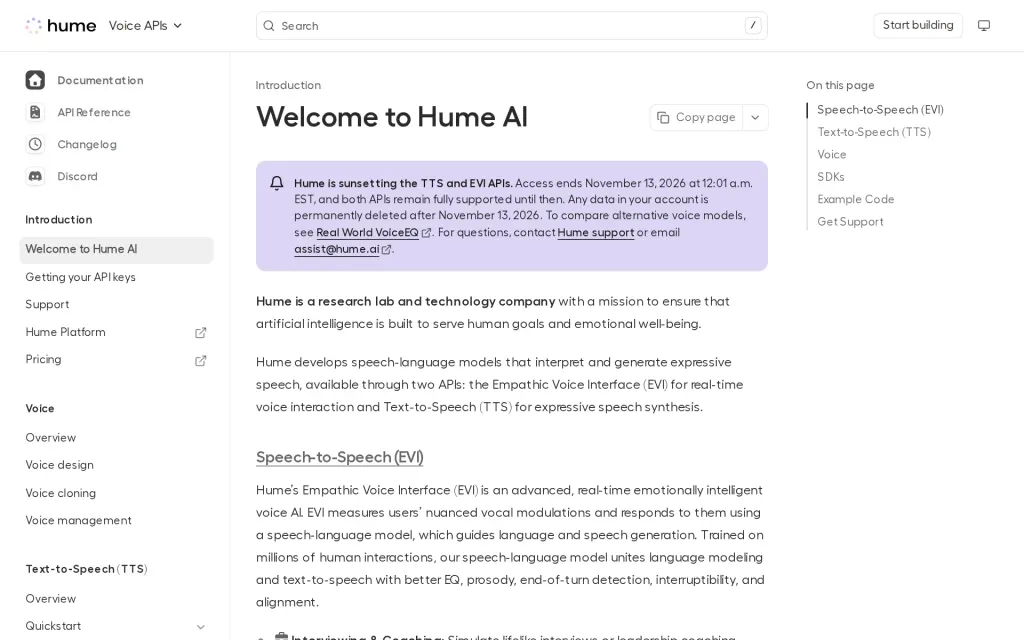 Docs of Hume AI