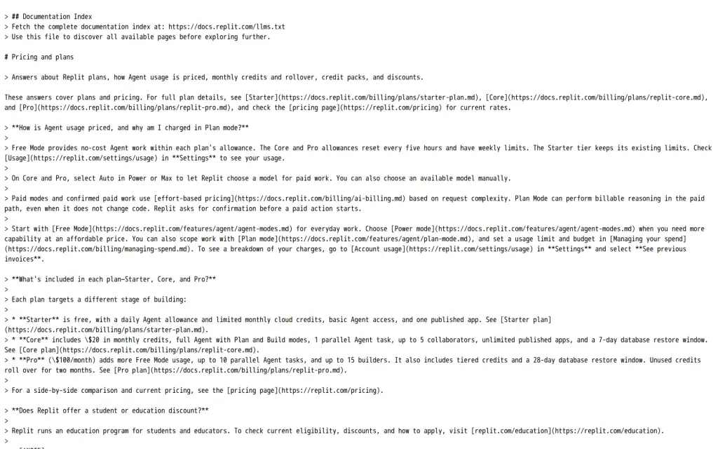 Docs of Replit