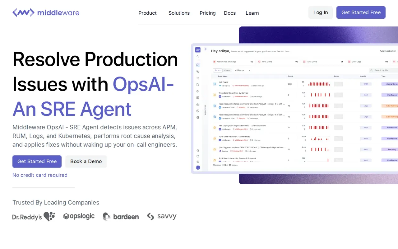 Screenshot of Middleware OpsAI