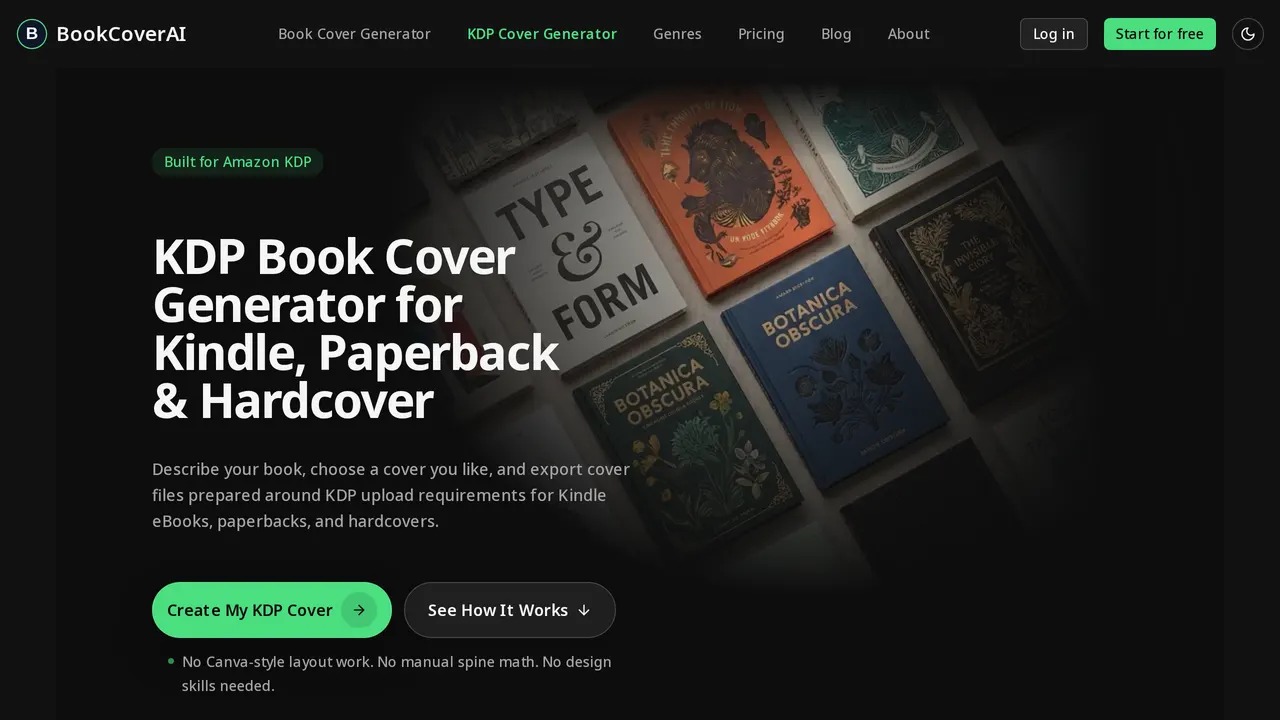 Screenshot of BookCoverAI