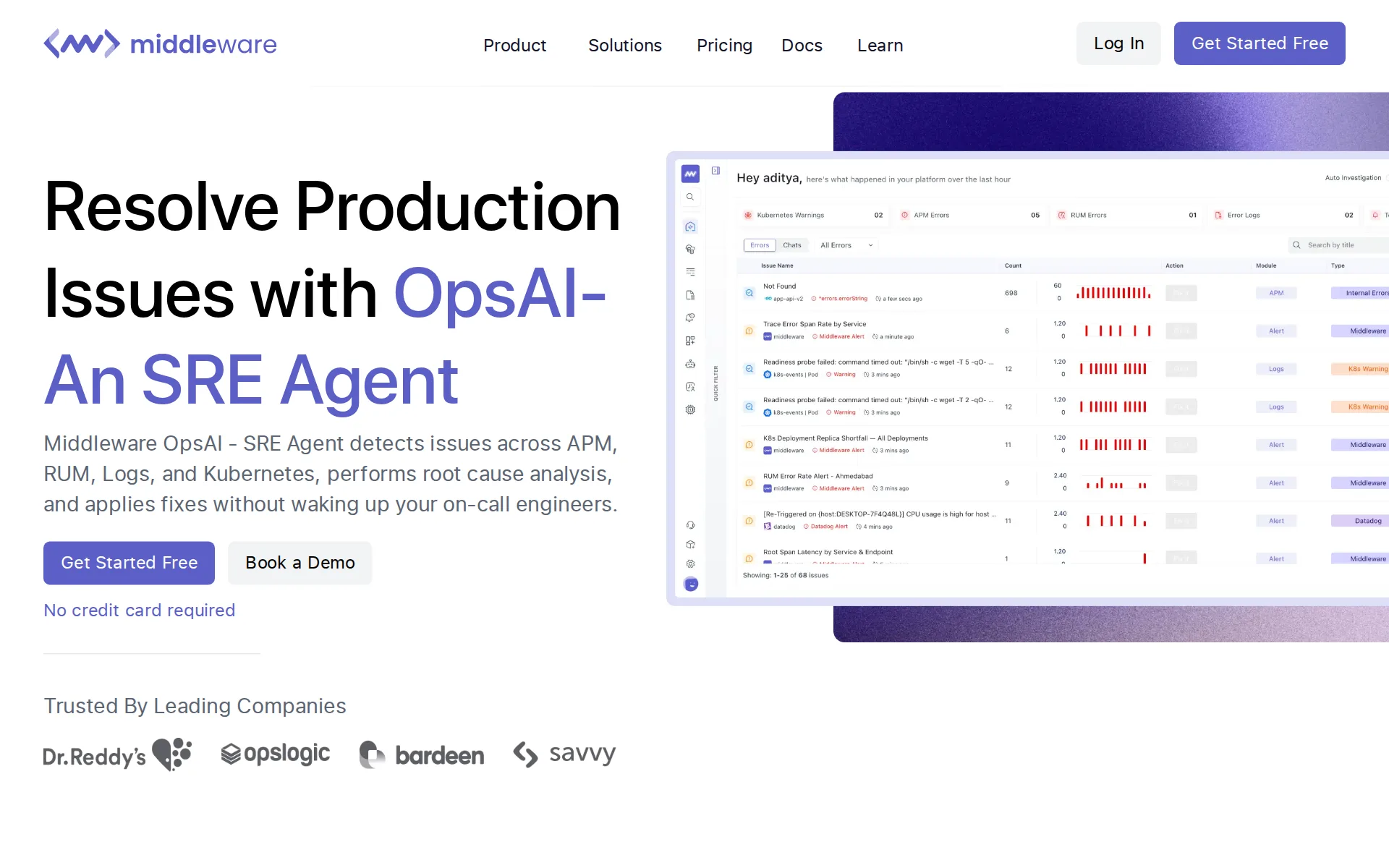 Screenshot of Middleware OpsAI