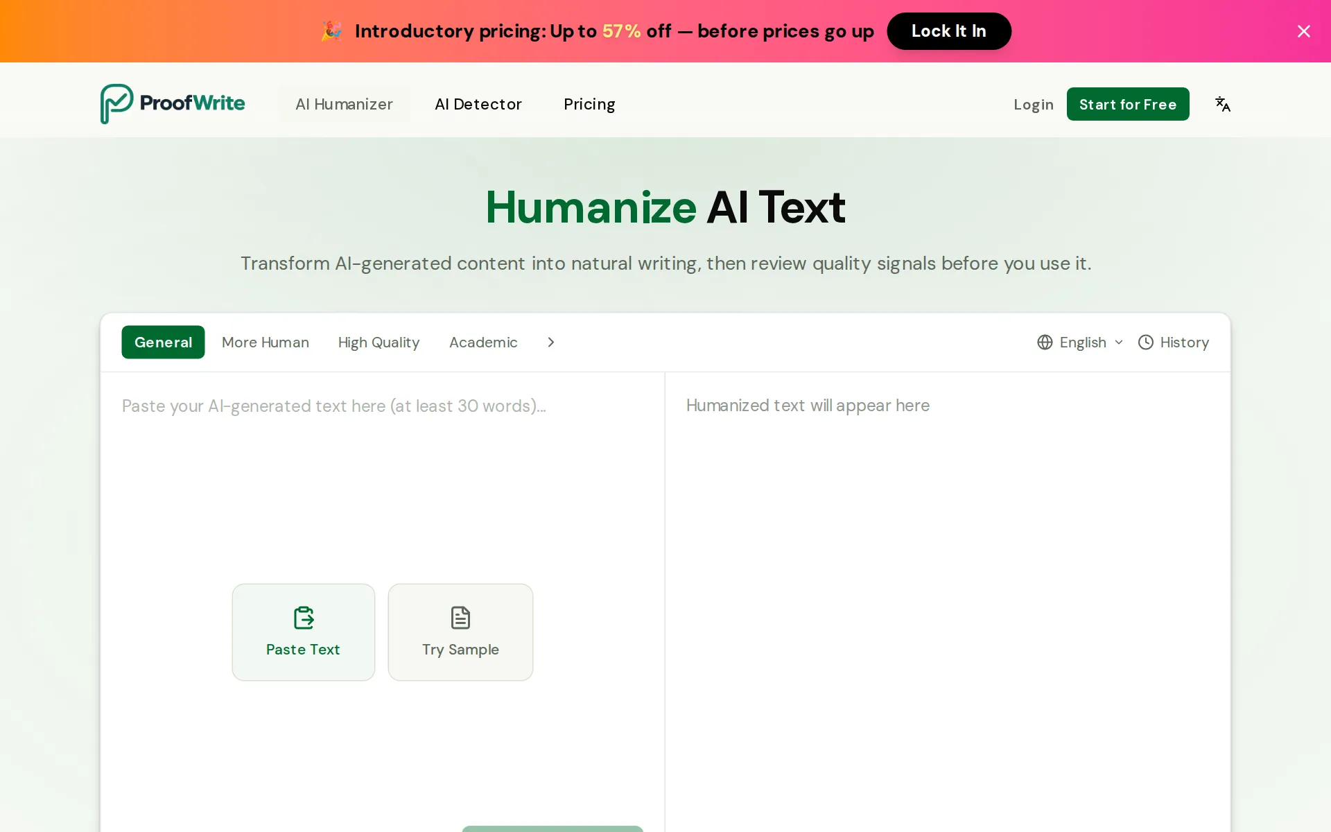 Screenshot of ProofWrite.ai