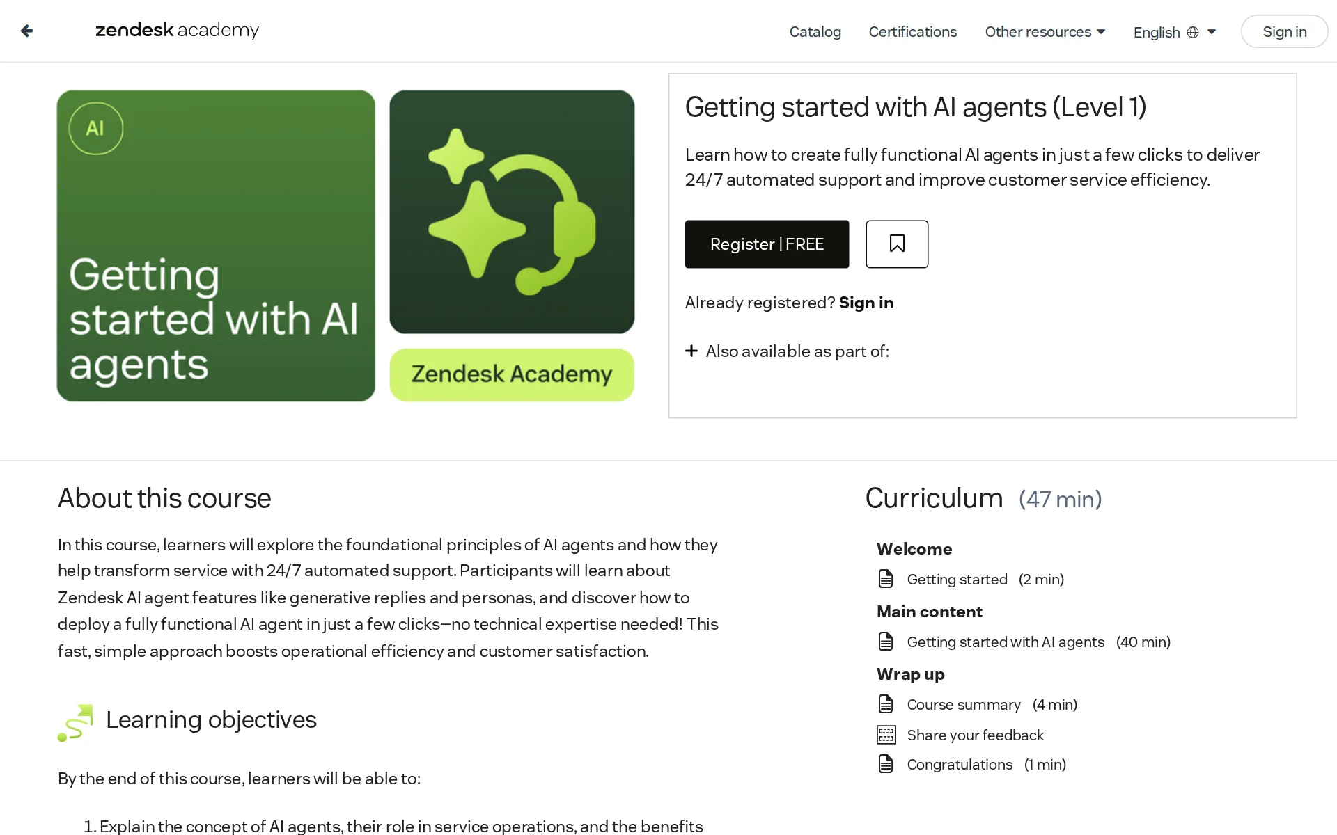 Screenshot of Zendesk AI agents