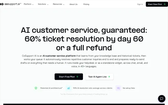 Screenshot of CoSupport AI